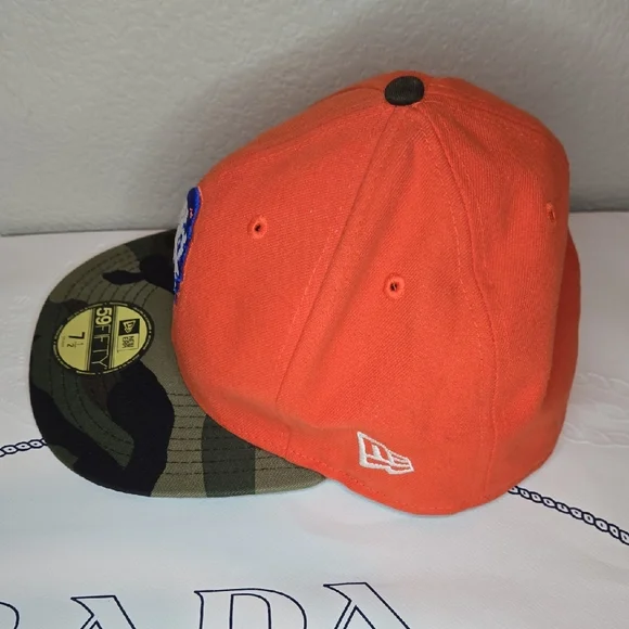 New Era NY Mets Bright Orange Cap with Camouflage Brim - Picture 9 of 10